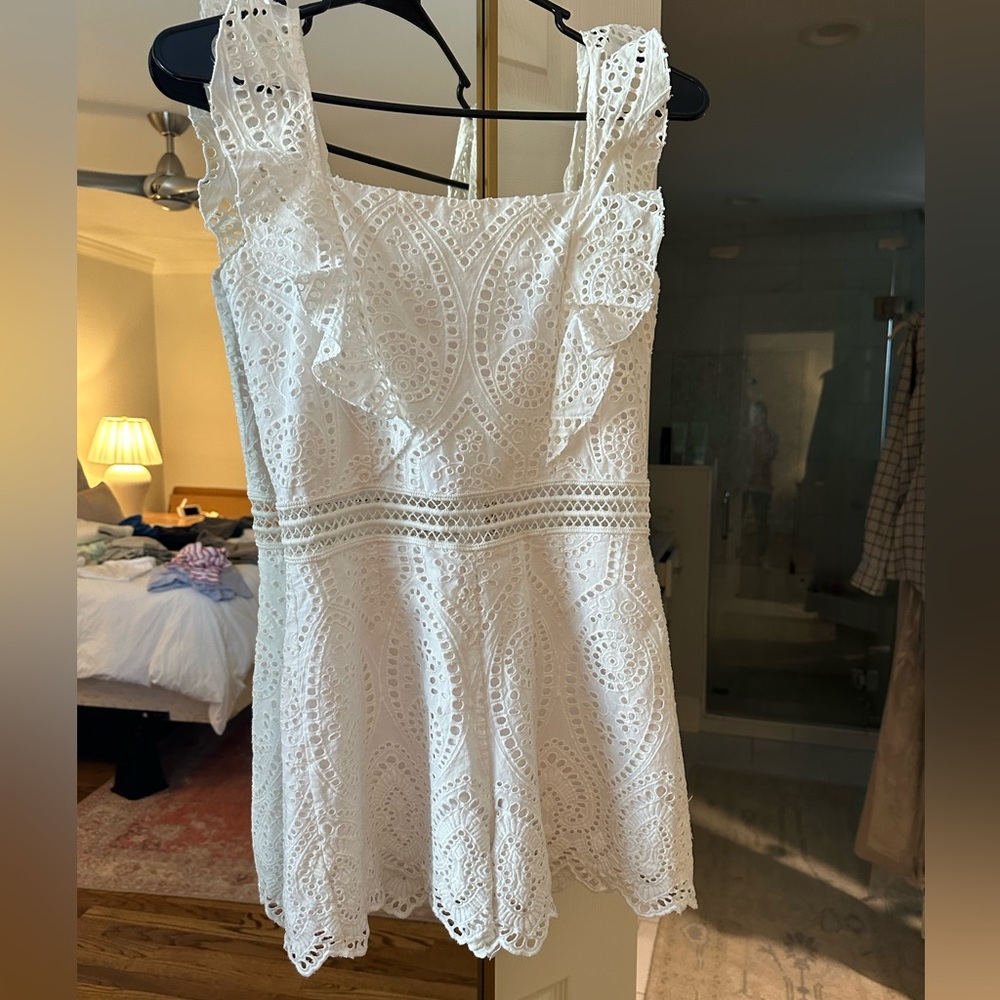 White eyelet Karina Grimaldi jumpsuit